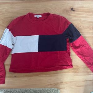 long sleeve slightly cropped tops color blocks three pack